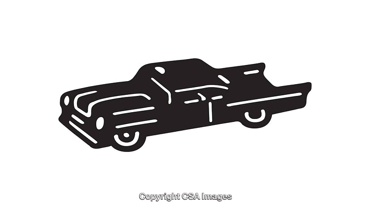 Vintage Black and White Illustration of a Classic Car