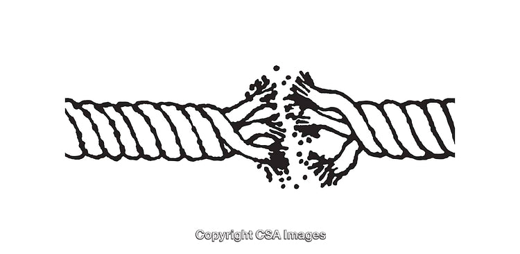 Black and White Artwork of a Rope Fraying at the Center