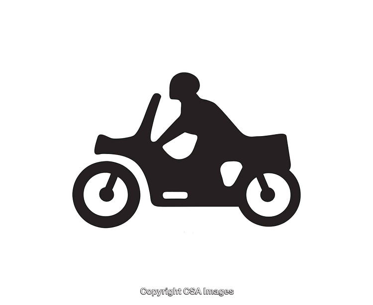 Silhouette Icon of a Motorcyclist Riding a Motorcycle in Profile View