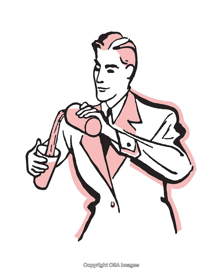 Retro Style Illustration of Man Pouring Drink from a Shaker