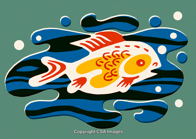 Colorful Abstract Illustration of a Decorative Fish in Artistic Style