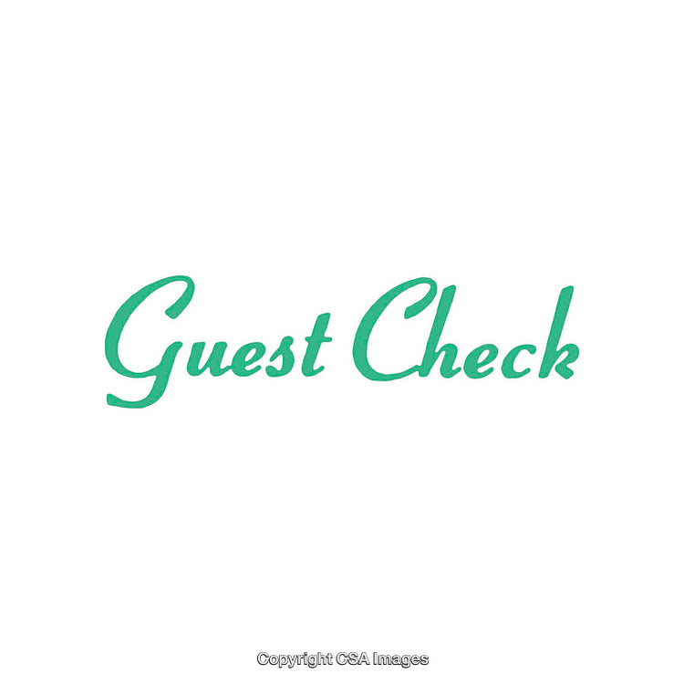 Minimalistic Green Guest Check Calligraphy on Simple White Background