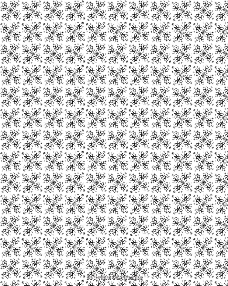 Seamless Black and White Atom Pattern Background with Scientific Design