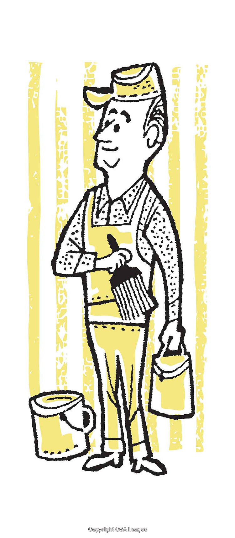 Retro Style Illustration of a Painter with Tools and Supplies