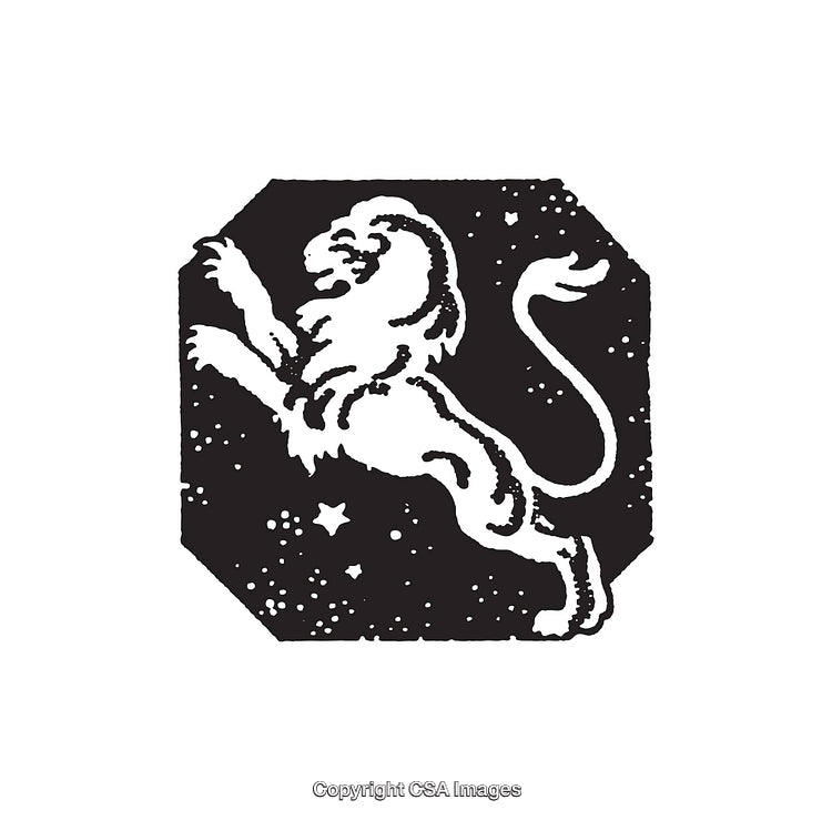 Vintage Black And White Lion Line Art with Starry Background