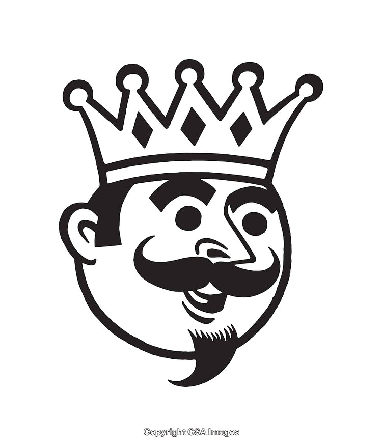 Black and White Line Art of a Cartoon King Illustration