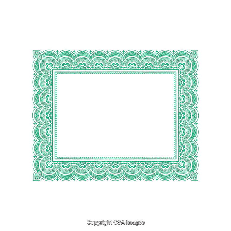 Decorative Certificate Border Design with Intricate Green Pattern on White Background