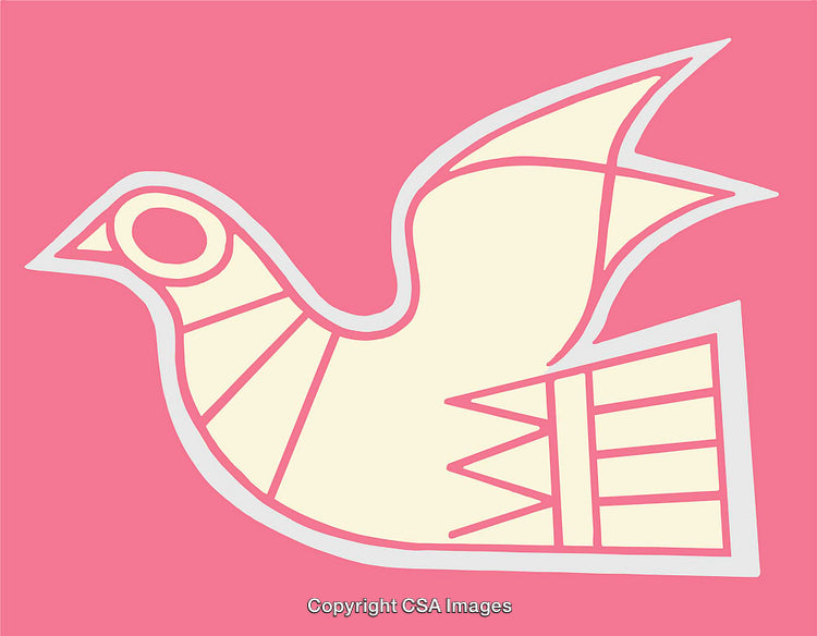 Color Line Art Illustration of a Minimalist Bird on Pink Background