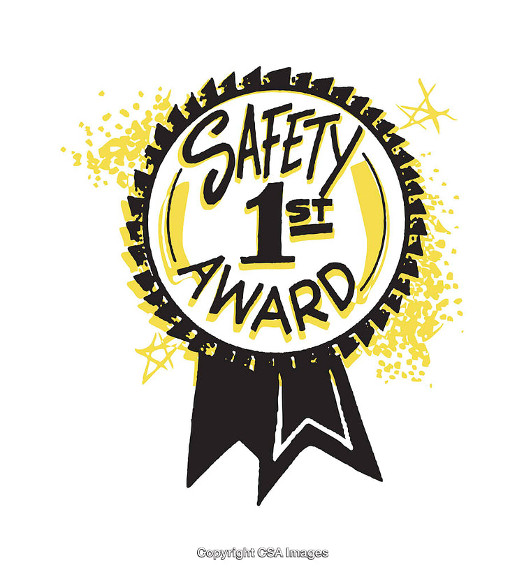 Award Ribbon with Safety First Label in Yellow and Black Colors