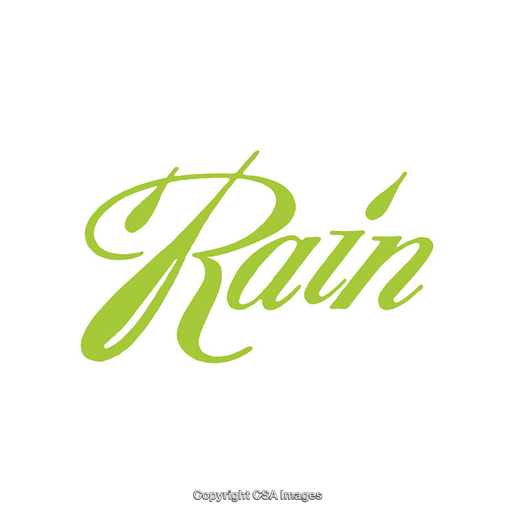 Green Script Typography of the Word Rain in Elegant Calligraphy