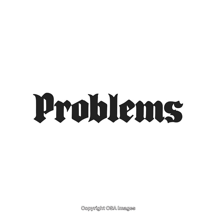 Blackletter Typography Design of the Word Problems on White Background