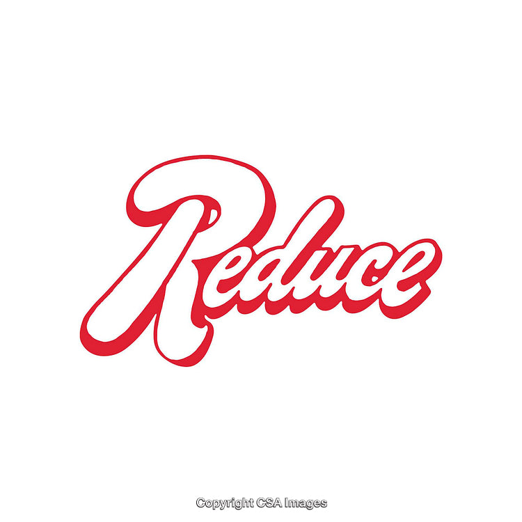 Stylized Graphic Image Featuring the Word Reduce in Bold Red Font