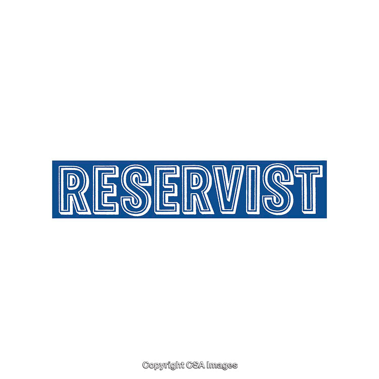 Bold Text Sign Displaying the Word Reservist in Blue and White Design