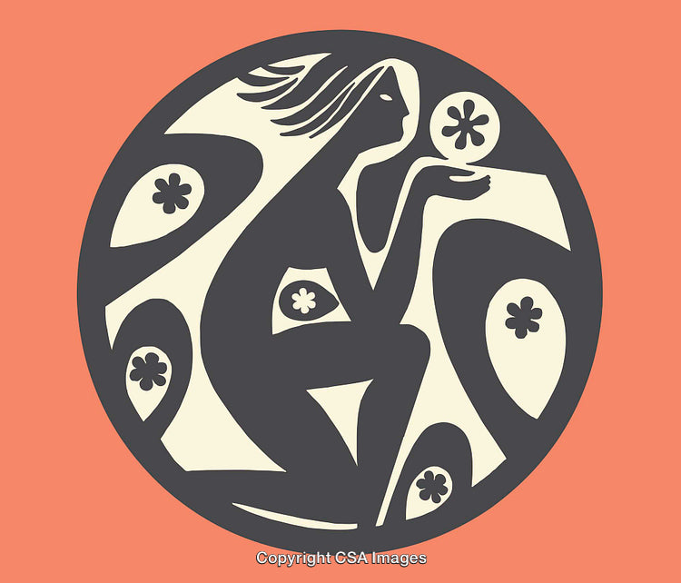 Artistic Illustration of a Contoured Figure in Decorative Design