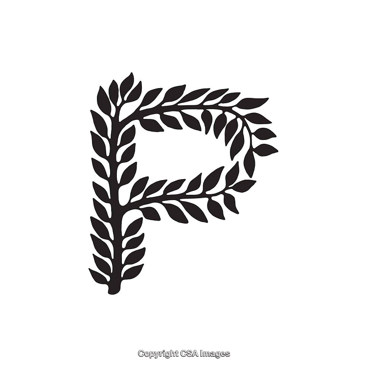 Artistic Letter P Design Created with Stylized Leaf Motifs