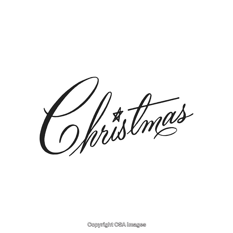 Elegant Handwritten Christmas Word Art in Black on White Background
