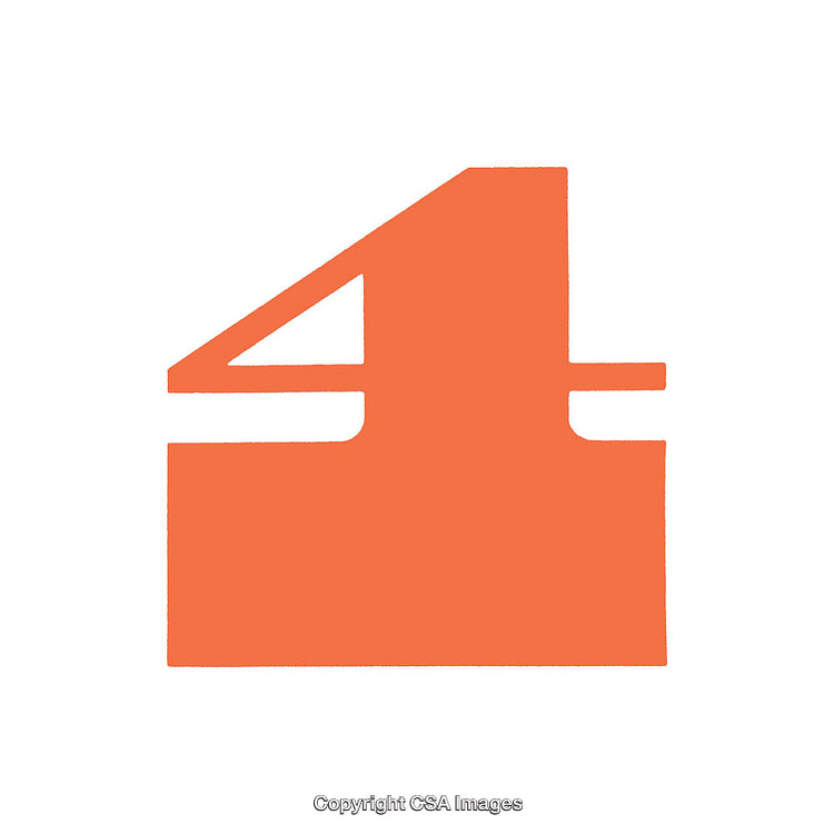 Number Four in Modern Orange Style on White Background