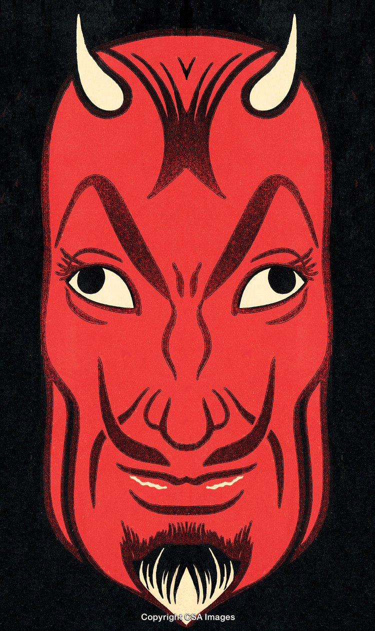 Abstract Illustration of a Devil Face in Bold Red Styling