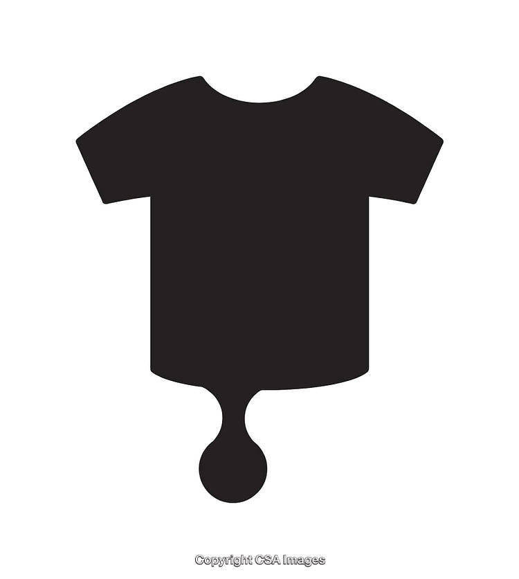 Black and White Icon of a T-Shirt with a Droplet Design