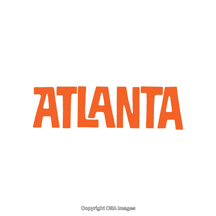Bright Bold Typography of Atlanta in Vibrant Orange on White Background