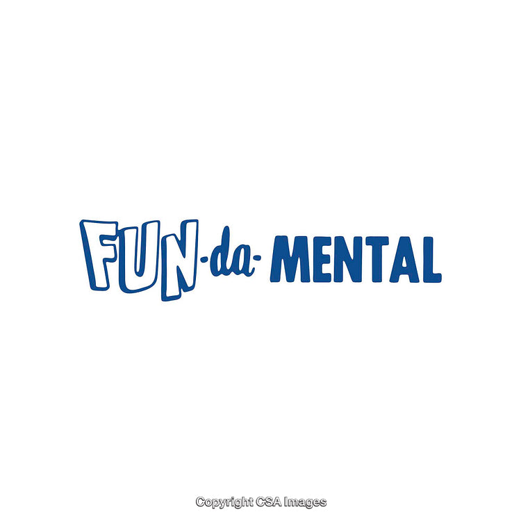 Creative Typographic Artwork Displaying the Phrase Fun-da-Mental in Blue Letters
