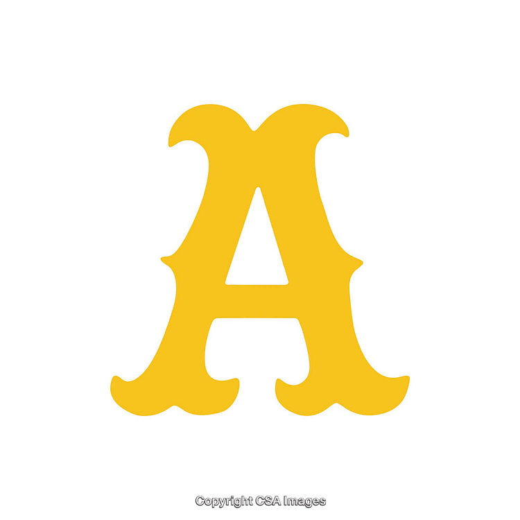 Bold Yellow Letter A in Ornate Serif Typeface Style