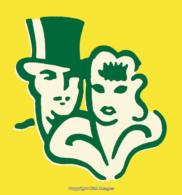Stylized Line Art of a Couple on a Vibrant Yellow Background