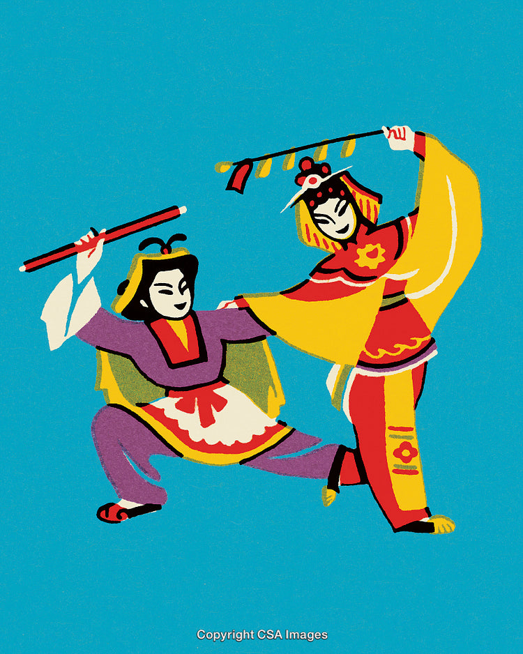 Traditional Dance Performance With Vibrant Costumes on Blue Background