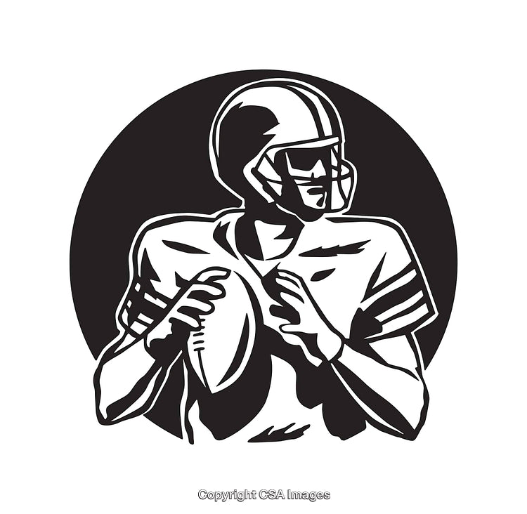 Illustration of a Quarterback in a Football Game Ready to Throw