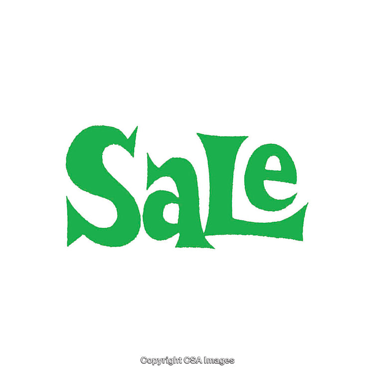 Bold Green Stylized Sale Text on White Background
