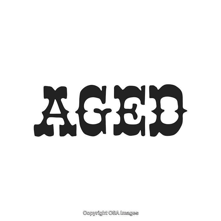 Text Design Featuring the Word 'Aged' in Vintage Style Black Font