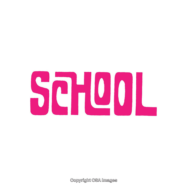 Simple Bold Pink School Word Art Design on White Background