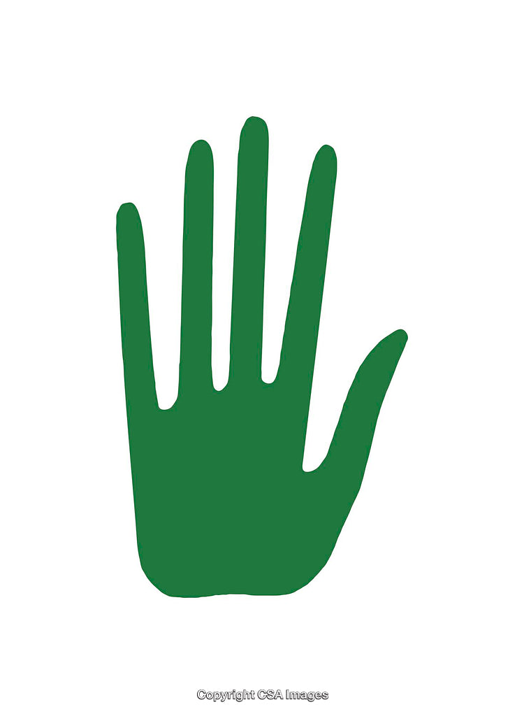 Green Hand Icon Symbolizing Connection and Unity on White Background