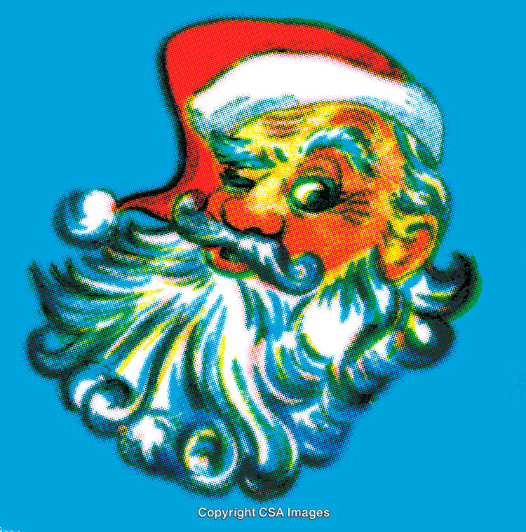 Vintage Santa Claus Illustration with Pop Art Style and Vibrant Colors