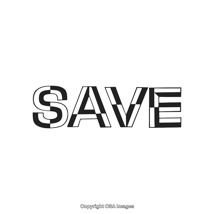 Black and White Typography Display of the Word 'Save' in Creative Design