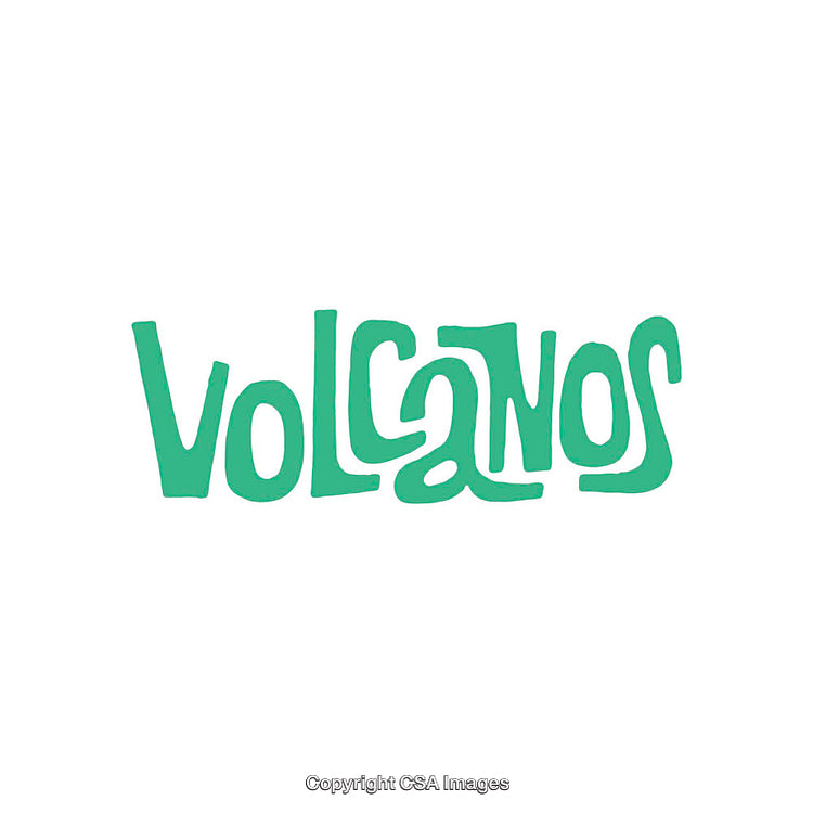Creative Green Typography Design Featuring the Word 'Volcanos' on a White Background