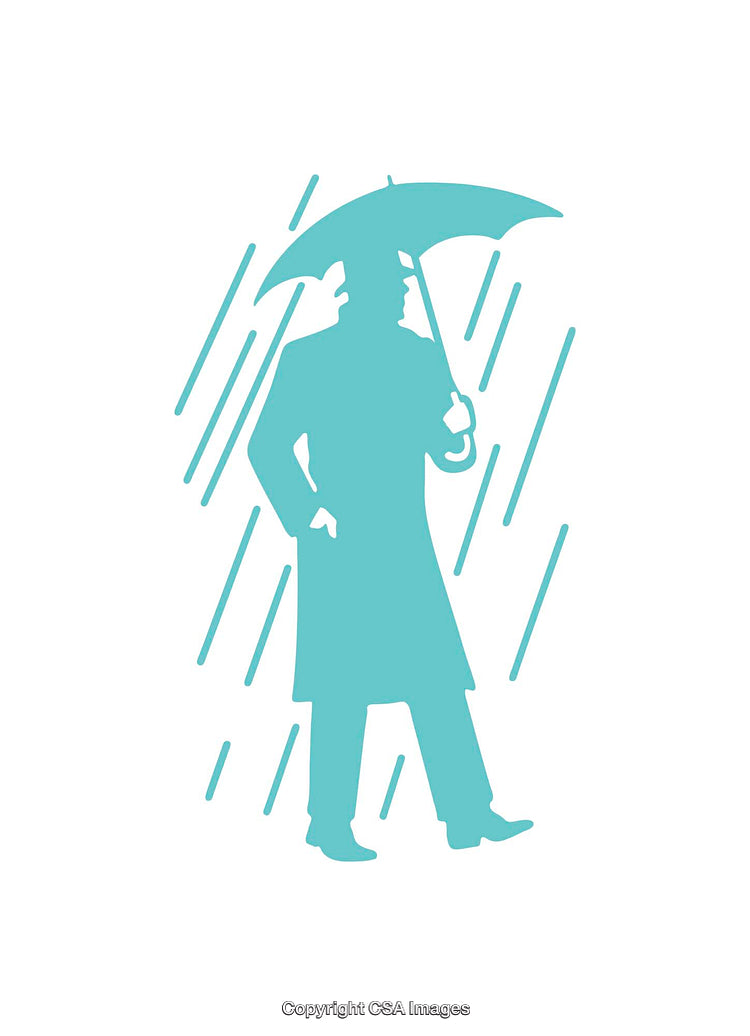 Silhouette Icon of a Person Holding an Umbrella in the Rain