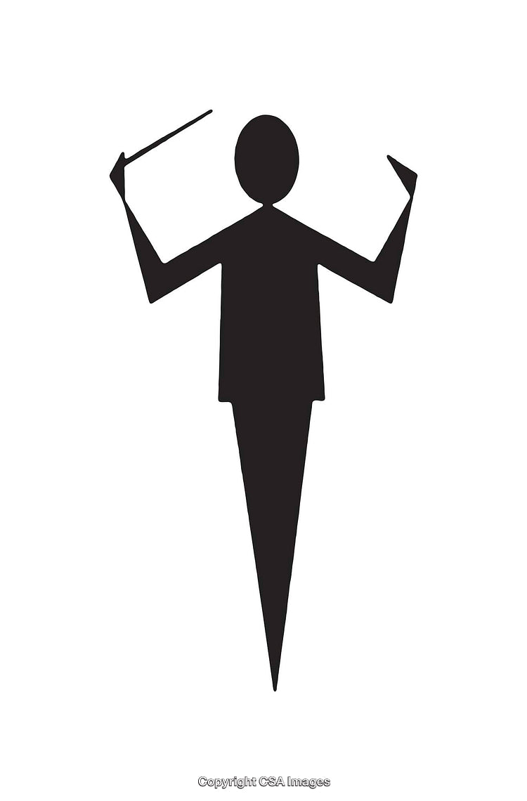 Minimalistic Conductor Silhouette Icon Representing Leadership and Coordination