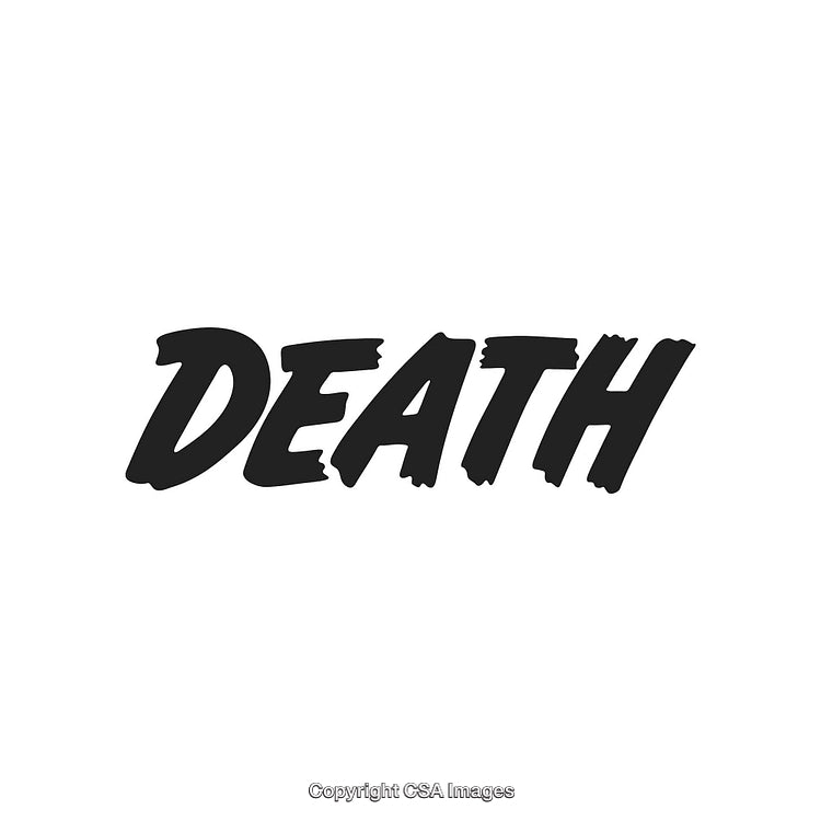 Bold Lettering of 'Death' in Black Ink on White Background
