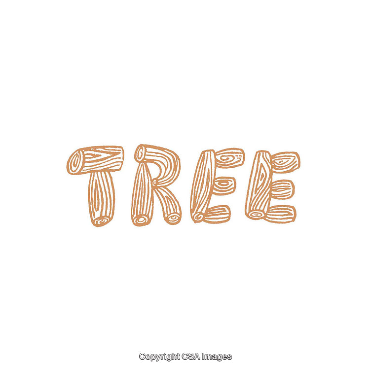 Creative Illustration of the Word 'Tree' Using Wooden Textured Letters