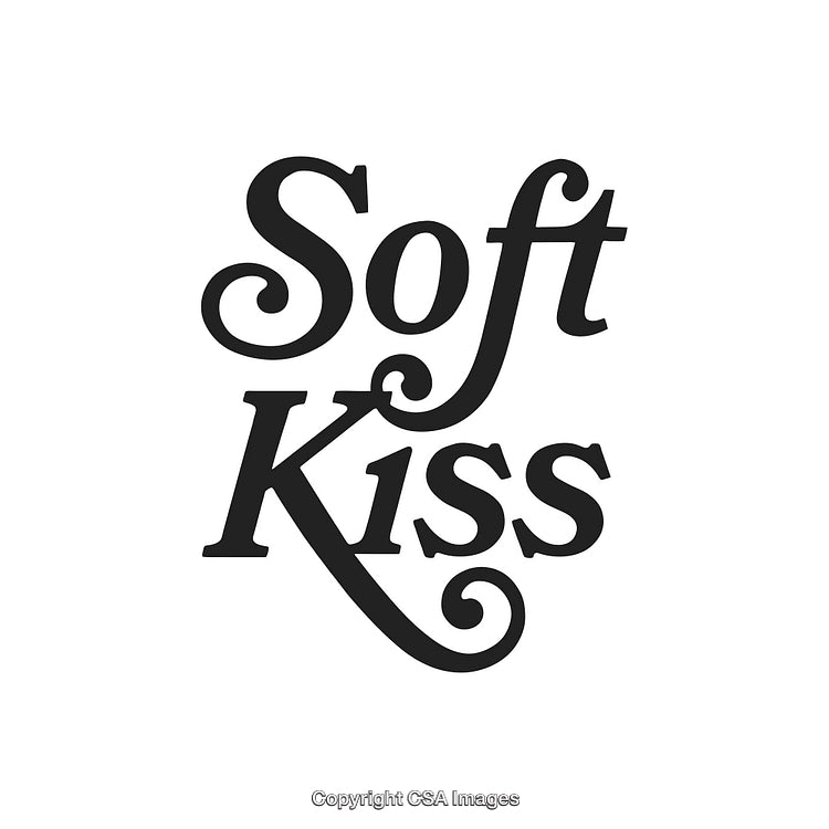 Elegant Artistic Typography Design Featuring the Words 'Soft Kiss' Decoratively Styled