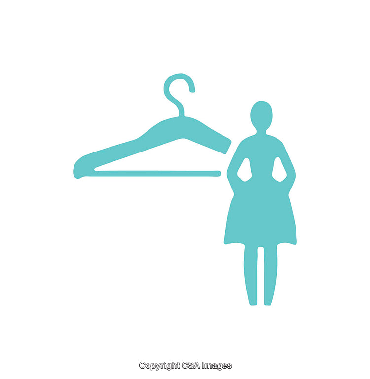 Minimalistic Icon Representing Female Fashion With Dress And Hanger