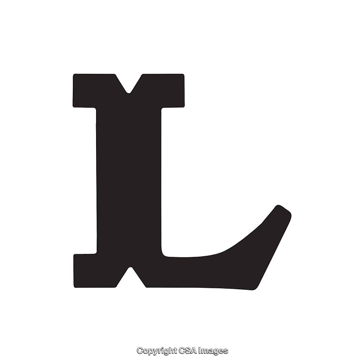 Bold Black Capital Letter L Isolated on a White Background