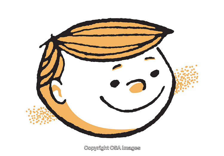 Smiling Cartoon Face Illustration with Playful Style and Vintage Colors