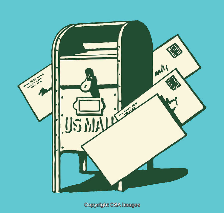Retro Styled Mailbox With Envelopes in Flat Line Art Design