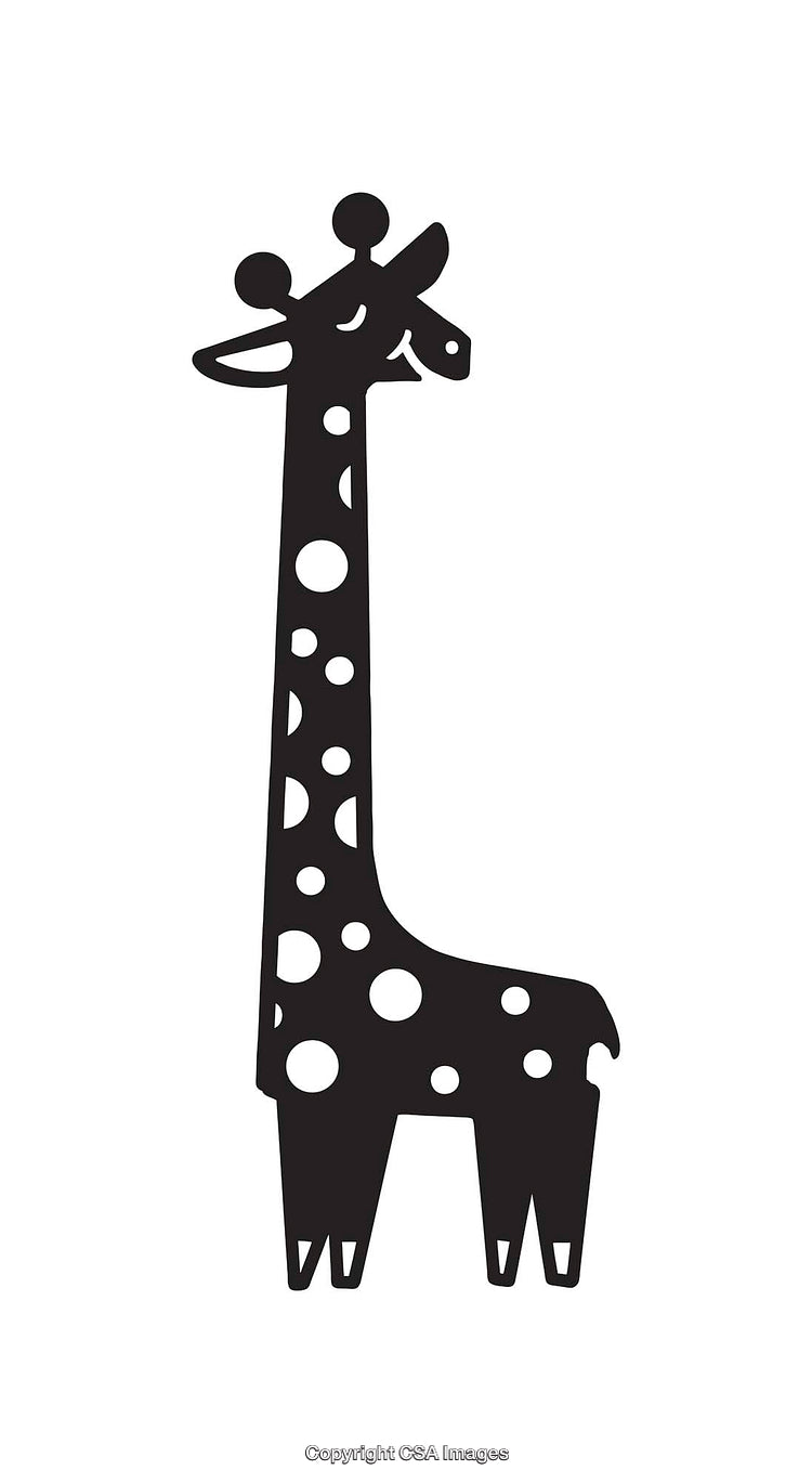 Cute Black And White Giraffe Illustration With Whimsical Details