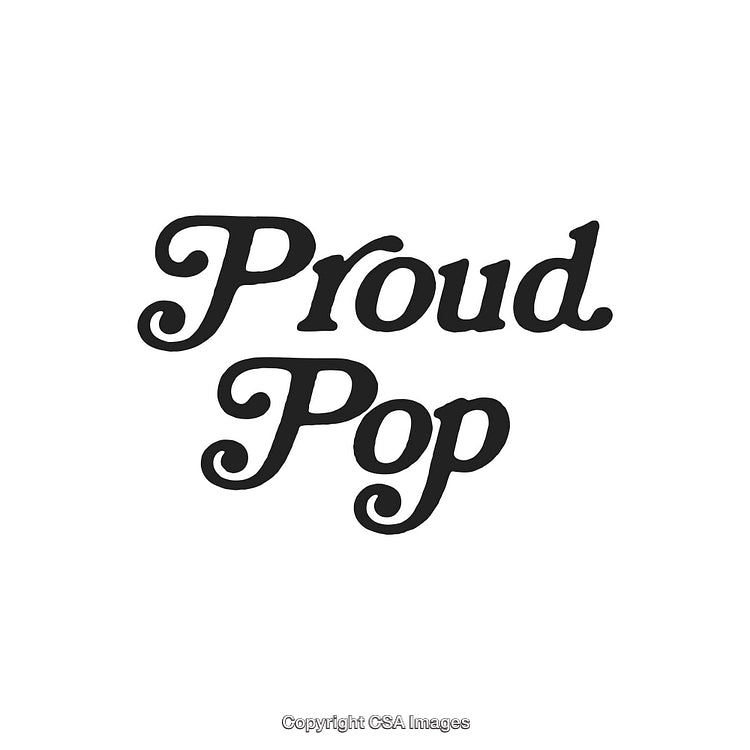 Black and White Design Featuring the Words Proud Pop in Bold Typography