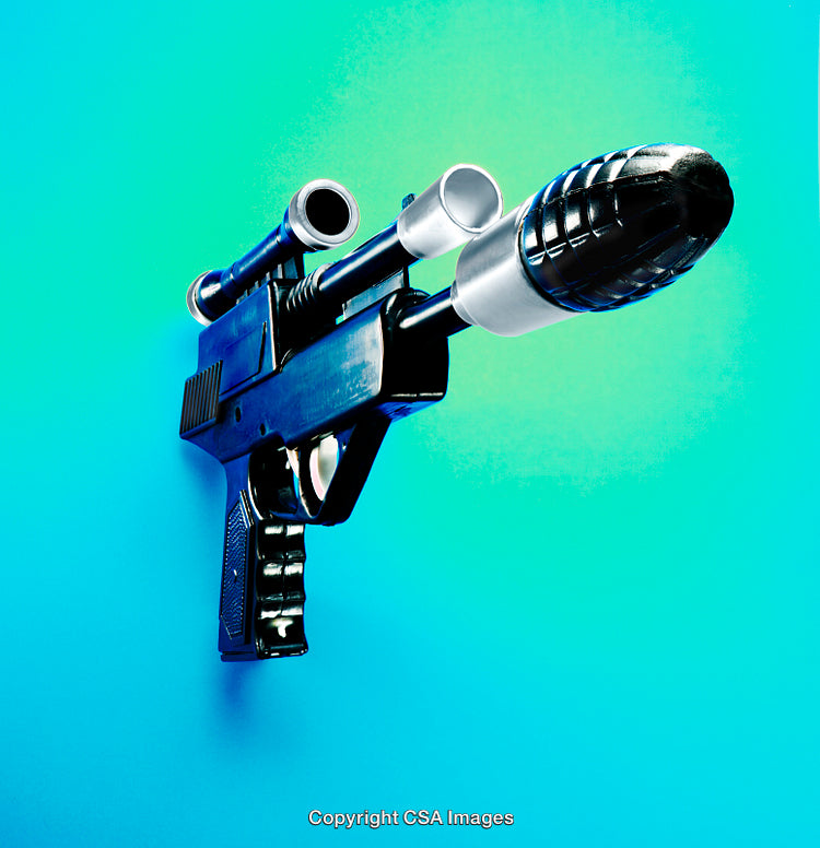 Colorful Sci-Fi Style Toy Gun on Gradient Background