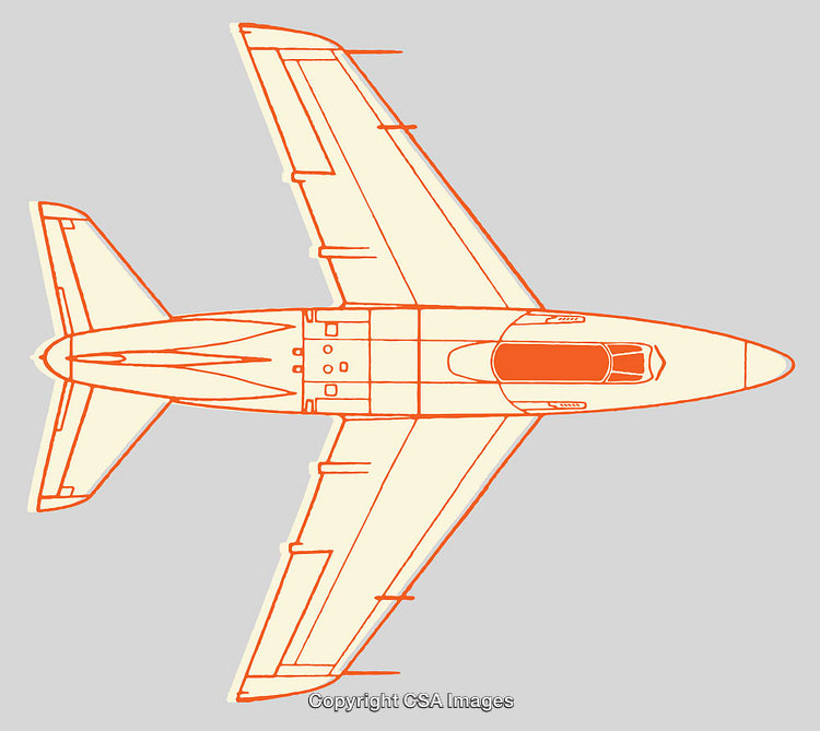 Top View Illustration of Modern Jet Aircraft in Line Art Style