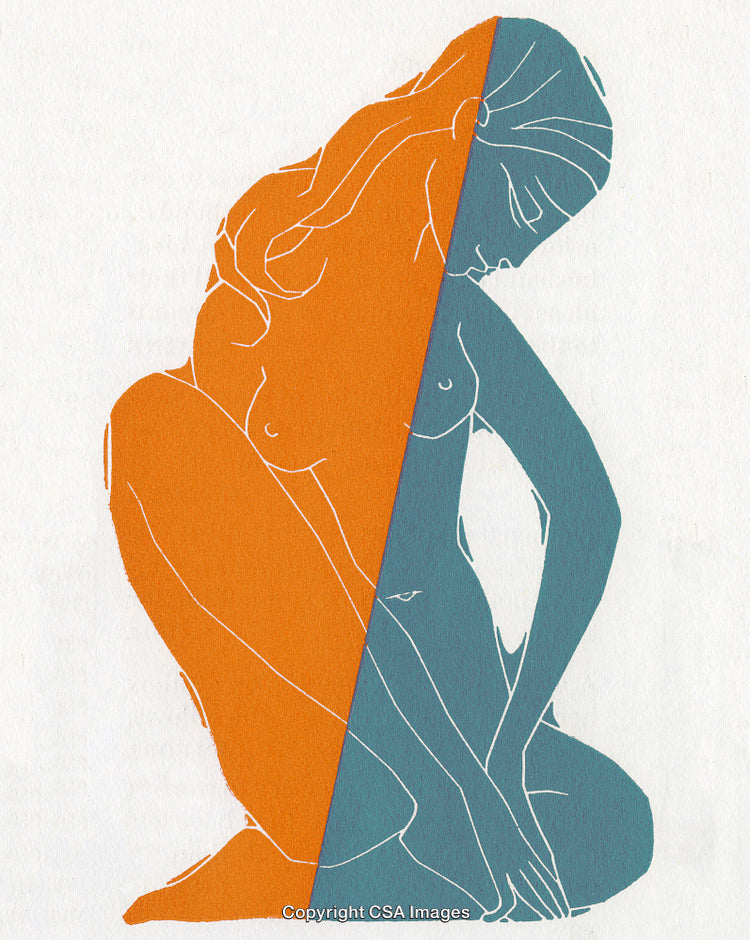Abstract Illustration of a Sitting Woman in Simplistic Minimalist Line Art Style